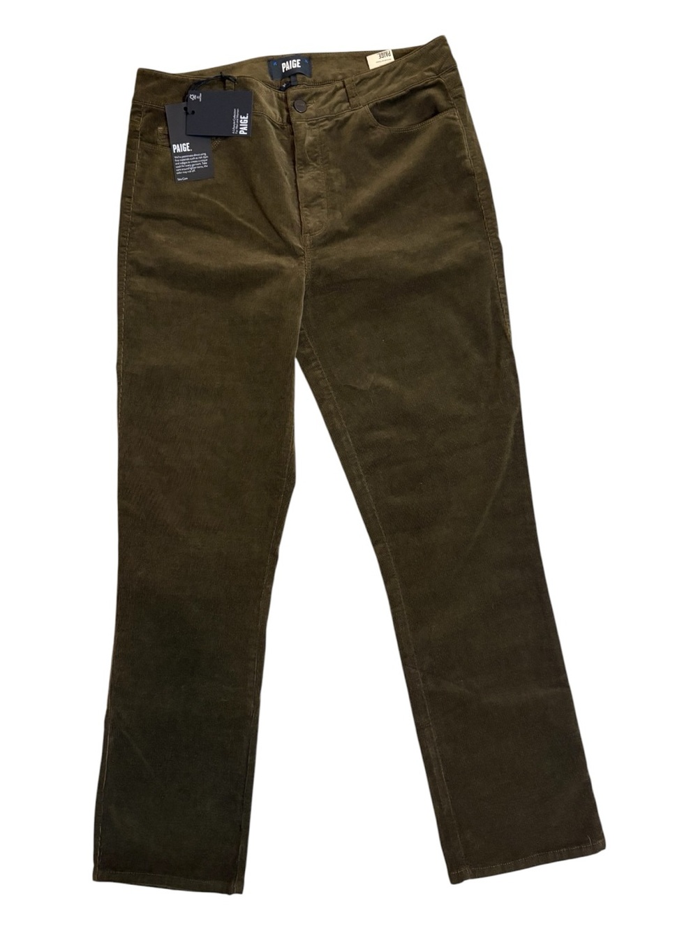 PAIGE Cindy Dark Brushed Olive Fine Wale Corduroy Jeans ~ NWT ~ size 31 - Picture 6 of 12